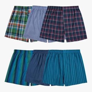Fruit of the Loom Plaid and Striped Boxer Shorts - 6 Multi-Color Pack